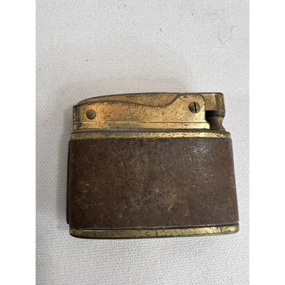Buxton Butane Lighter Leather Wrapped Brass Retro Tobacciana Vintage